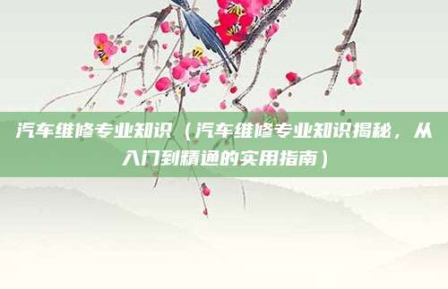 汽车维修专业知识(汽车维修专业知识揭秘,从入门到精通的实用指南)
