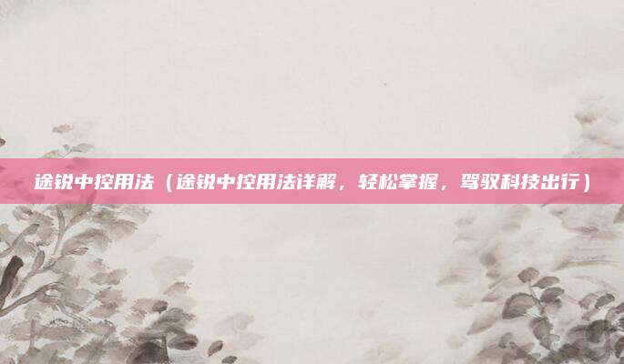 途锐中控用法(途锐中控用法详解,轻松掌握,驾驭科技出行)
