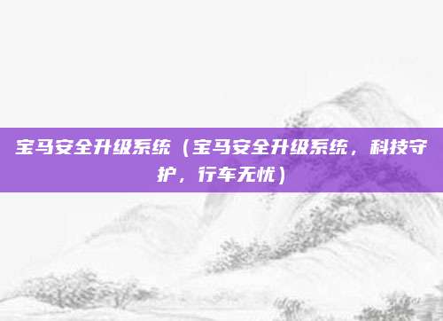 宝马安全升级系统(宝马安全升级系统,科技守护,行车无忧)