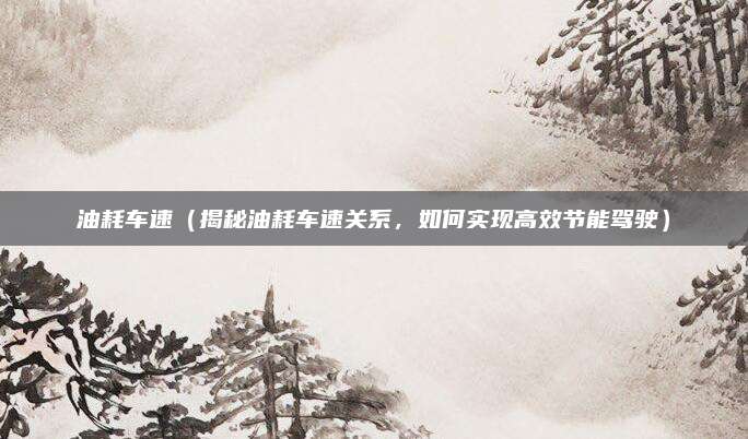 油耗车速(揭秘油耗车速关系,如何实现高效节能驾驶)