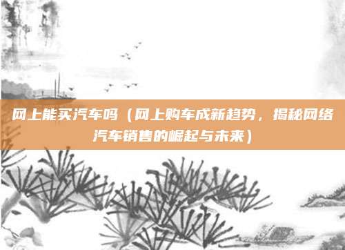 网上能买汽车吗(网上购车成新趋势,揭秘网络汽车销售的崛起与未来)