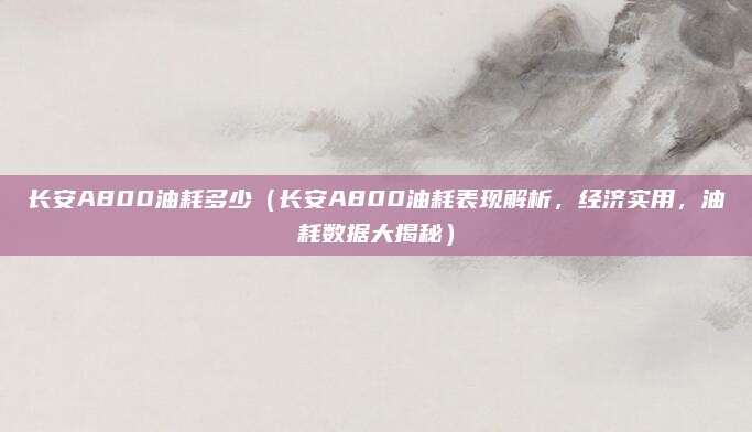 长安A800油耗多少(长安A800油耗表现解析,经济实用,油耗数据大揭秘)