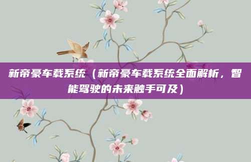 新帝豪车载系统(新帝豪车载系统全面解析,智能驾驶的未来触手可及)