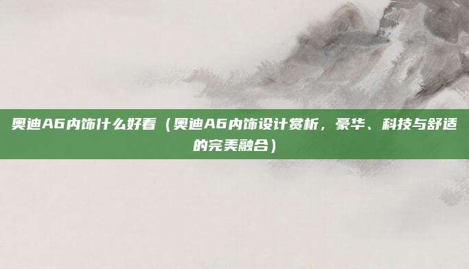 奥迪A6内饰什么好看(奥迪A6内饰设计赏析,豪华、科技与舒适的完美融合)