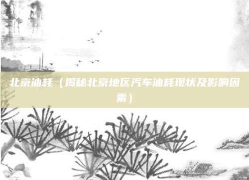 北京油耗(揭秘北京地区汽车油耗现状及影响因素)