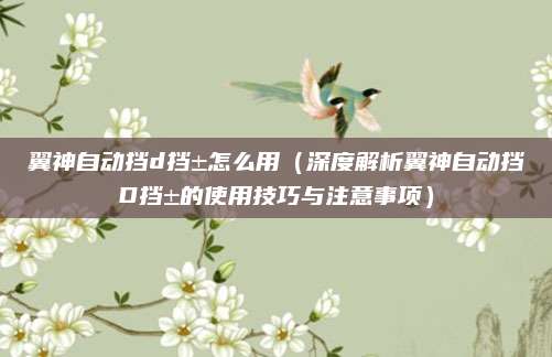 翼神自动挡d挡±怎么用(深度解析翼神自动挡D挡±的使用技巧与注意事项)