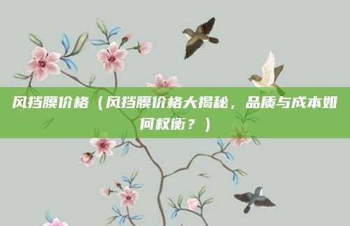 风挡膜价格(风挡膜价格大揭秘,品质与成本如何权衡?)