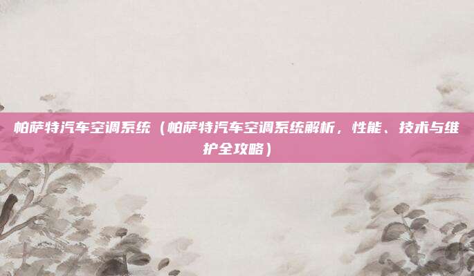 帕萨特汽车空调系统(帕萨特汽车空调系统解析,性能、技术与维护全攻略)