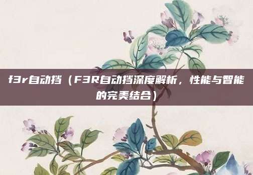 f3r自动挡（F3R自动挡深度解析，性能与智能的完美结合）