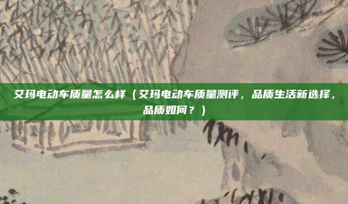 艾玛电动车质量怎么样(艾玛电动车质量测评,品质生活新选择,品质如何?)