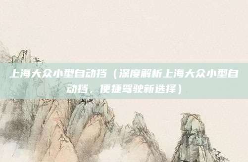 上海大众小型自动挡(深度解析上海大众小型自动挡,便捷驾驶新选择)