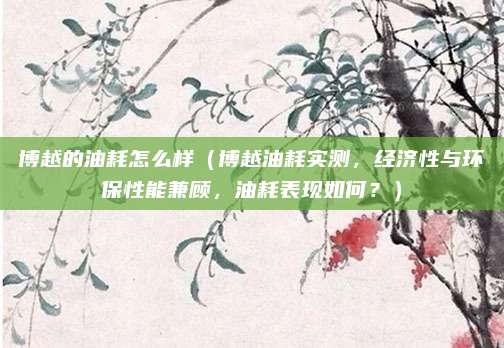 博越的油耗怎么样（博越油耗实测，经济性与环保性能兼顾，油耗表现如何？）