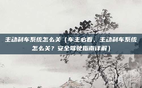 主动刹车系统怎么关(车主必看,主动刹车系统怎么关?安全驾驶指南详解)