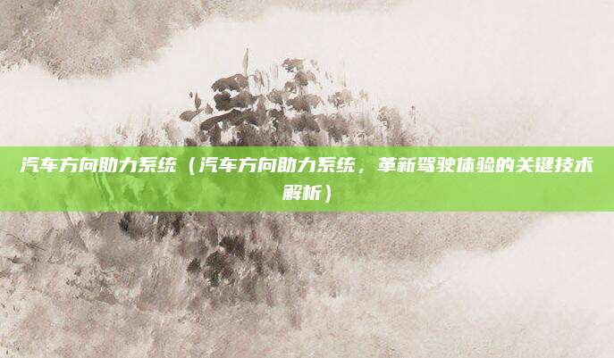 汽车方向助力系统(汽车方向助力系统,革新驾驶体验的关键技术解析)