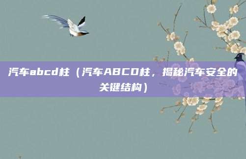 汽车abcd柱（汽车ABCD柱，揭秘汽车安全的关键结构）