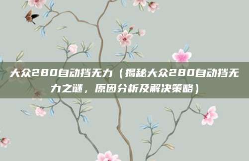 大众280自动挡无力(揭秘大众280自动挡无力之谜,原因分析及解决策略)
