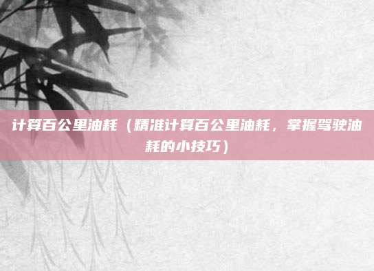 计算百公里油耗（精准计算百公里油耗，掌握驾驶油耗的小技巧）