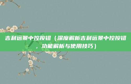 吉利远景中控按钮（深度解析吉利远景中控按钮，功能解析与使用技巧）