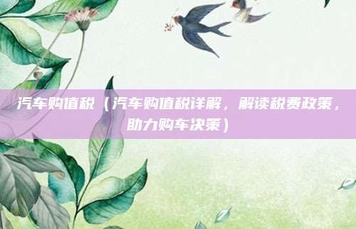 汽车购值税(汽车购值税详解,解读税费政策,助力购车决策)