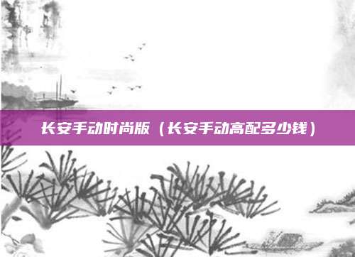 长安手动时尚版(长安手动高配多少钱)