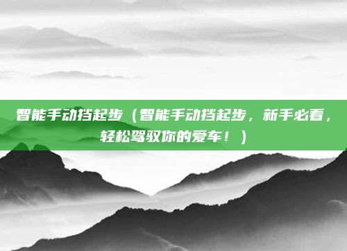 智能手动挡起步(智能手动挡起步,新手必看,轻松驾驭你的爱车!)