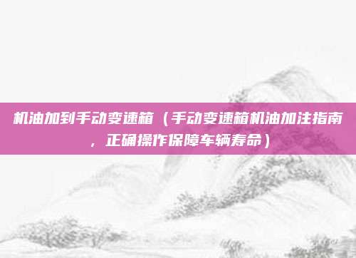 机油加到手动变速箱（手动变速箱机油加注指南，正确操作保障车辆寿命）