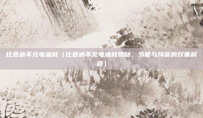比亚迪不充电油耗（比亚迪不充电油耗揭秘，节能与环保的双重利器）