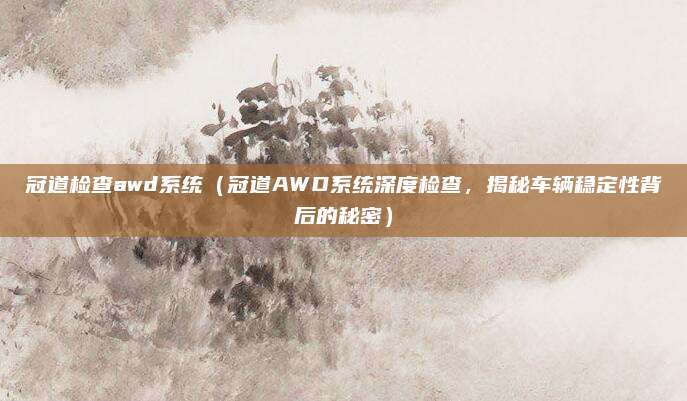 冠道检查awd系统（冠道AWD系统深度检查，揭秘车辆稳定性背后的秘密）