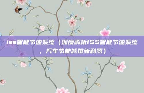 iss智能节油系统(深度解析ISS智能节油系统,汽车节能减排新利器)
