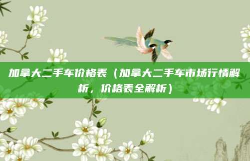 加拿大二手车价格表(加拿大二手车市场行情解析,价格表全解析)