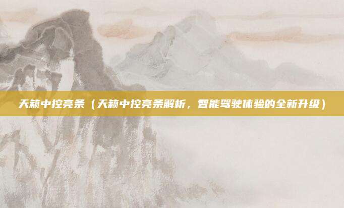 天籁中控亮条(天籁中控亮条解析,智能驾驶体验的全新升级)