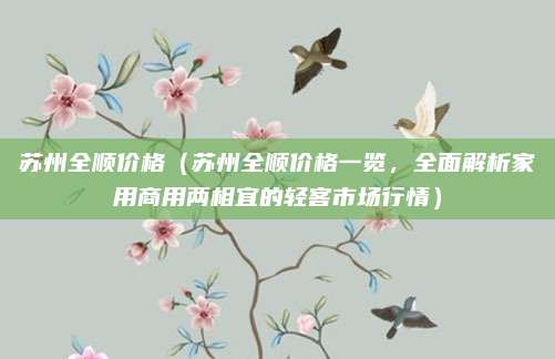 苏州全顺价格(苏州全顺价格一览,全面解析家用商用两相宜的轻客市场行情)