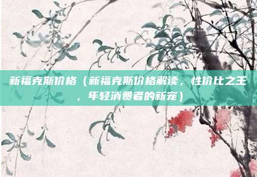 新福克斯价格(新福克斯价格解读,性价比之王,年轻消费者的新宠)