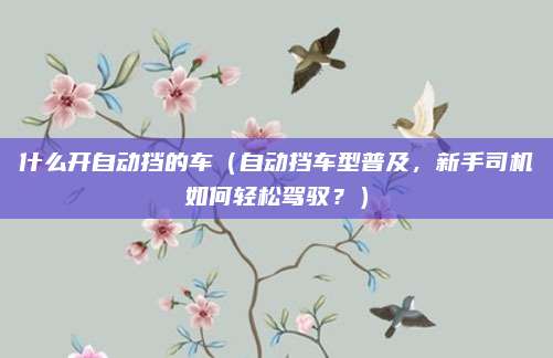什么开自动挡的车(自动挡车型普及,新手司机如何轻松驾驭?)