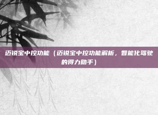 迈锐宝中控功能(迈锐宝中控功能解析,智能化驾驶的得力助手)