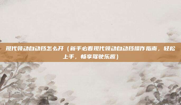 现代领动自动挡怎么开(新手必看现代领动自动挡操作指南,轻松上手,畅享驾驶乐趣)