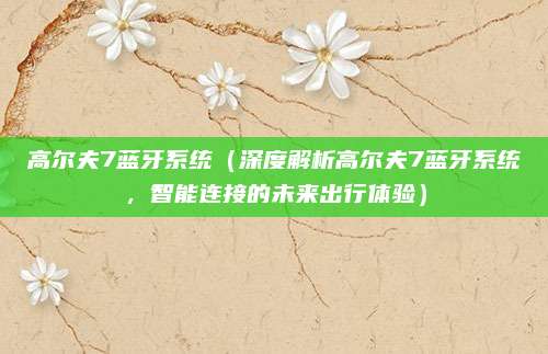 高尔夫7蓝牙系统（深度解析高尔夫7蓝牙系统，智能连接的未来出行体验）