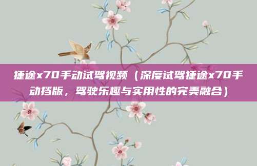 捷途x70手动试驾视频(深度试驾捷途x70手动挡版,驾驶乐趣与实用性的完美融合)