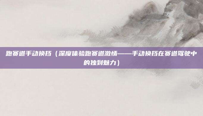 跑赛道手动换挡(深度体验跑赛道激情——手动换挡在赛道驾驶中的独到魅力)