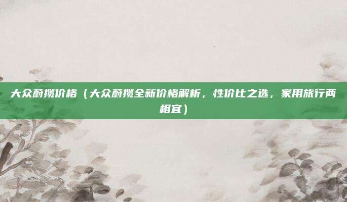 大众蔚揽价格（大众蔚揽全新价格解析，性价比之选，家用旅行两相宜）