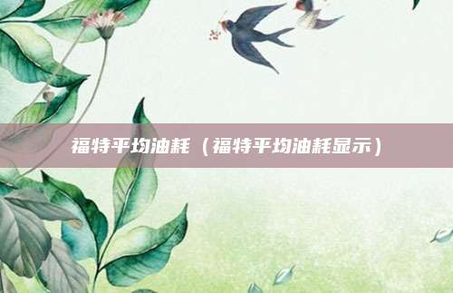 福特平均油耗(福特平均油耗显示)