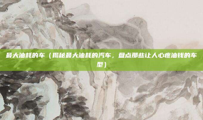 最大油耗的车(揭秘最大油耗的汽车,盘点那些让人心疼油钱的车型)