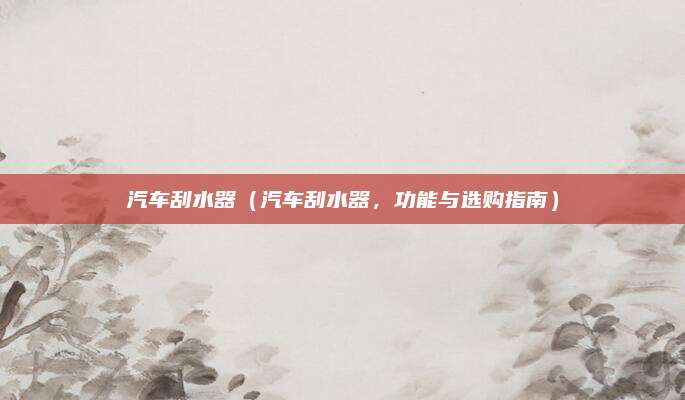 汽车刮水器(汽车刮水器,功能与选购指南)