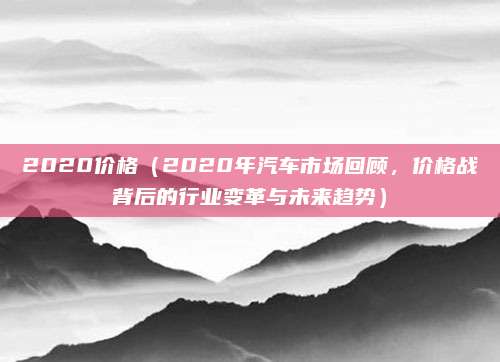 2020价格（2020年汽车市场回顾，价格战背后的行业变革与未来趋势）
