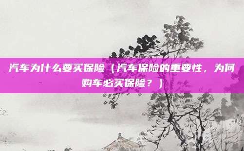 汽车为什么要买保险（汽车保险的重要性，为何购车必买保险？）