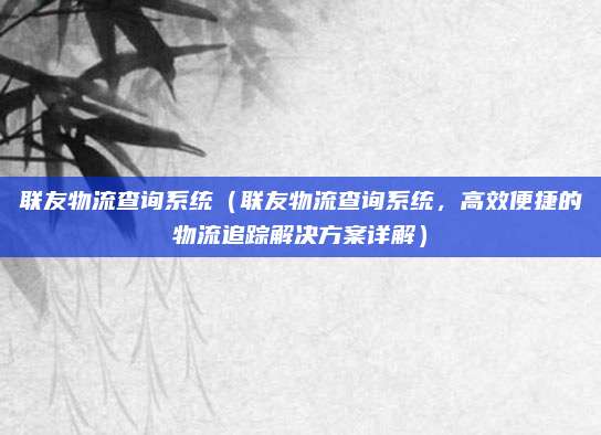 联友物流查询系统（联友物流查询系统，高效便捷的物流追踪解决方案详解）