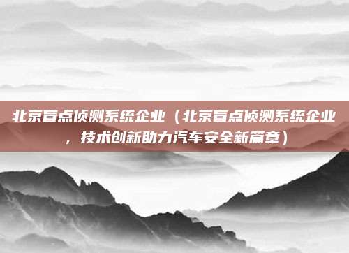 北京盲点侦测系统企业（北京盲点侦测系统企业，技术创新助力汽车安全新篇章）