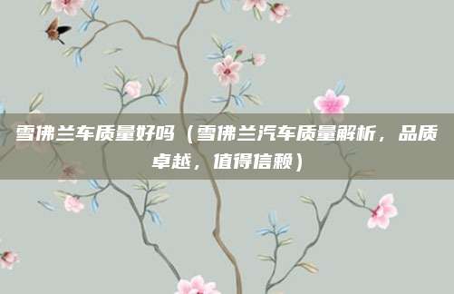 雪佛兰车质量好吗（雪佛兰汽车质量解析，品质卓越，值得信赖）