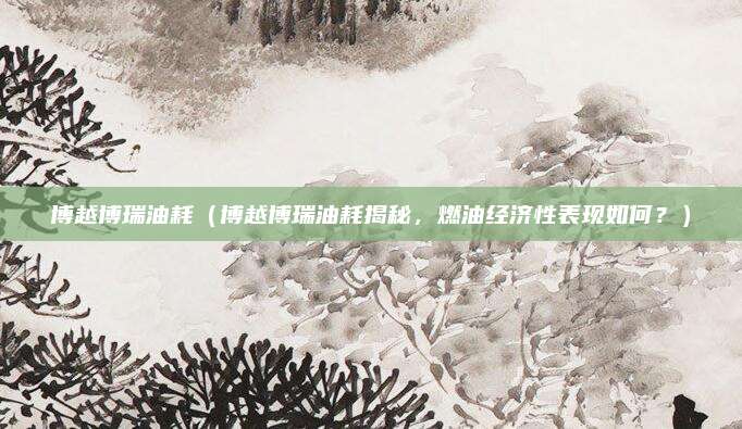 博越博瑞油耗（博越博瑞油耗揭秘，燃油经济性表现如何？）