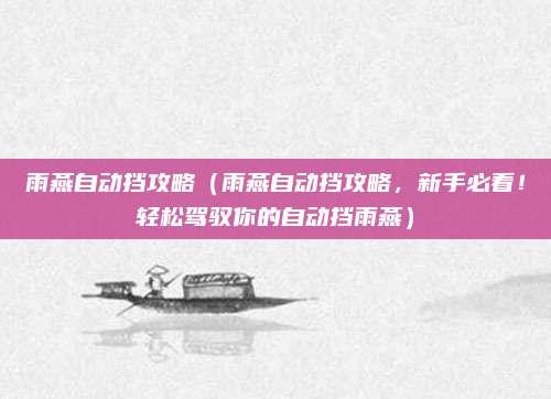 雨燕自动挡攻略（雨燕自动挡攻略，新手必看！轻松驾驭你的自动挡雨燕）
